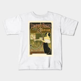 THEATRO REGIO TORINO ITALY Opera House Advertisement 1898 by artist Giuseppe Boano Kids T-Shirt